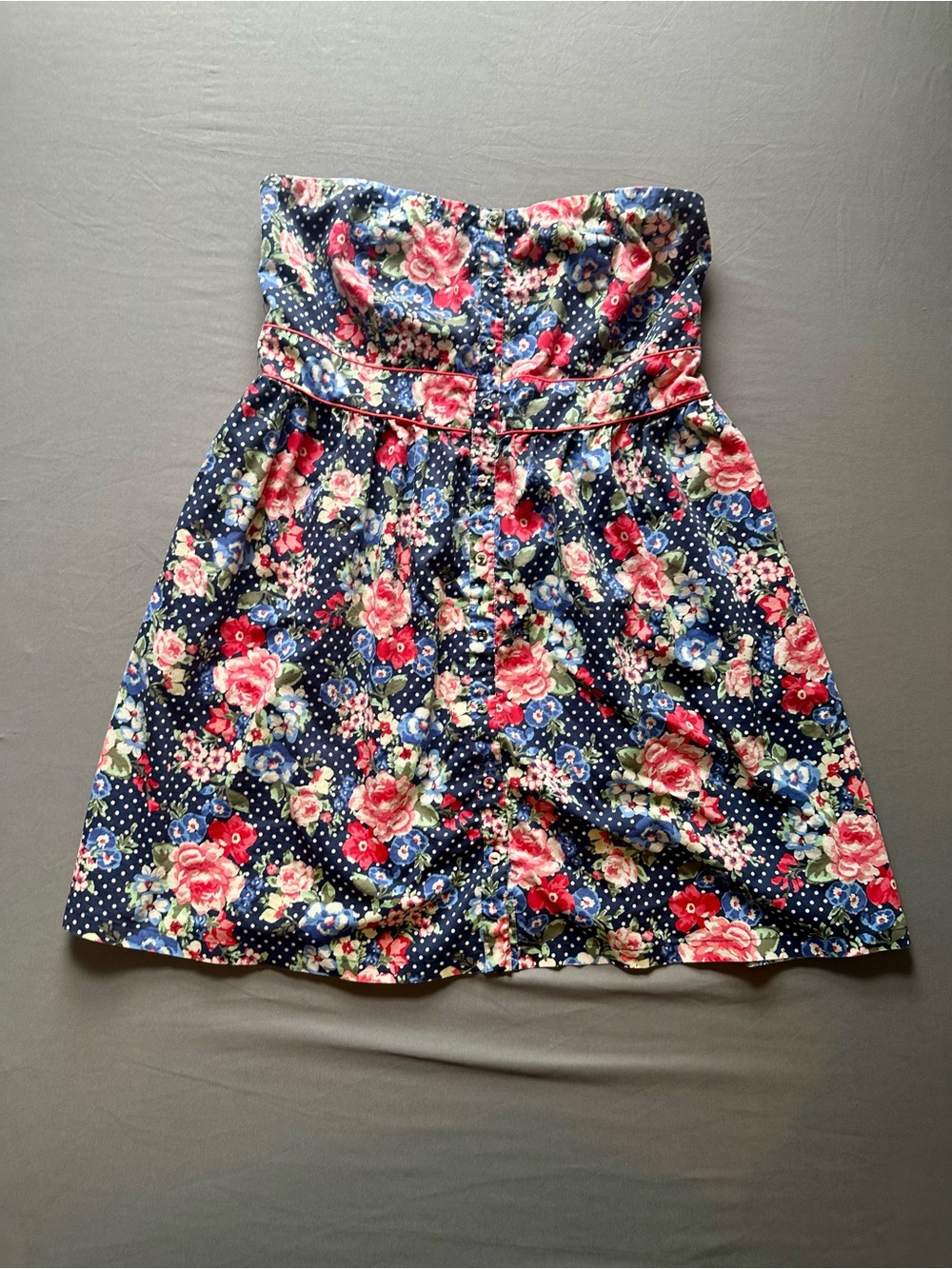 Torrid Navy Strapless Floral Dress with Pink & Blue Roses (3X)